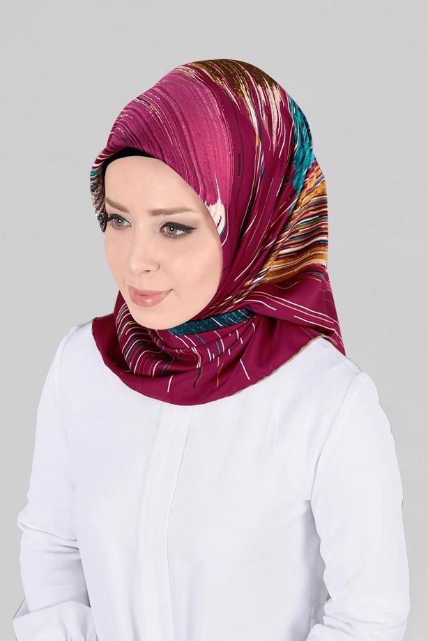 Hijab clothing PURPLE T 12795-01  ALVİNA DESENLİ EŞARP - TRENDTESETTÜR