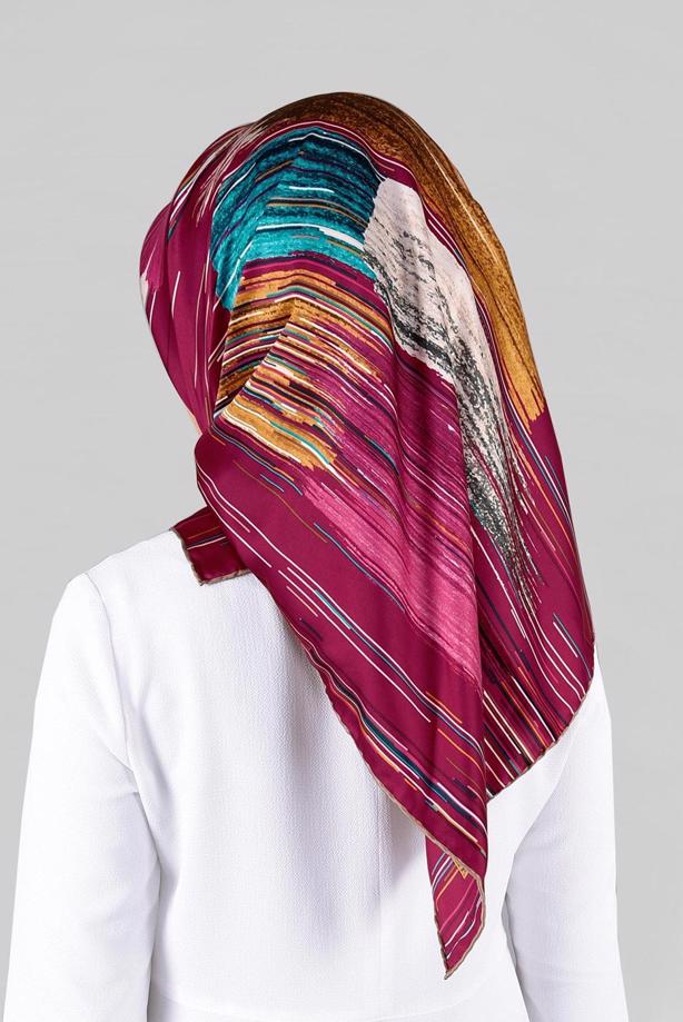Hijab clothing PURPLE T 12795-01  ALVİNA DESENLİ EŞARP - TRENDTESETTÜR
