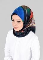 Tesettür giyim LACİVERT T 12795-01  ALVİNA DESENLİ EŞARP