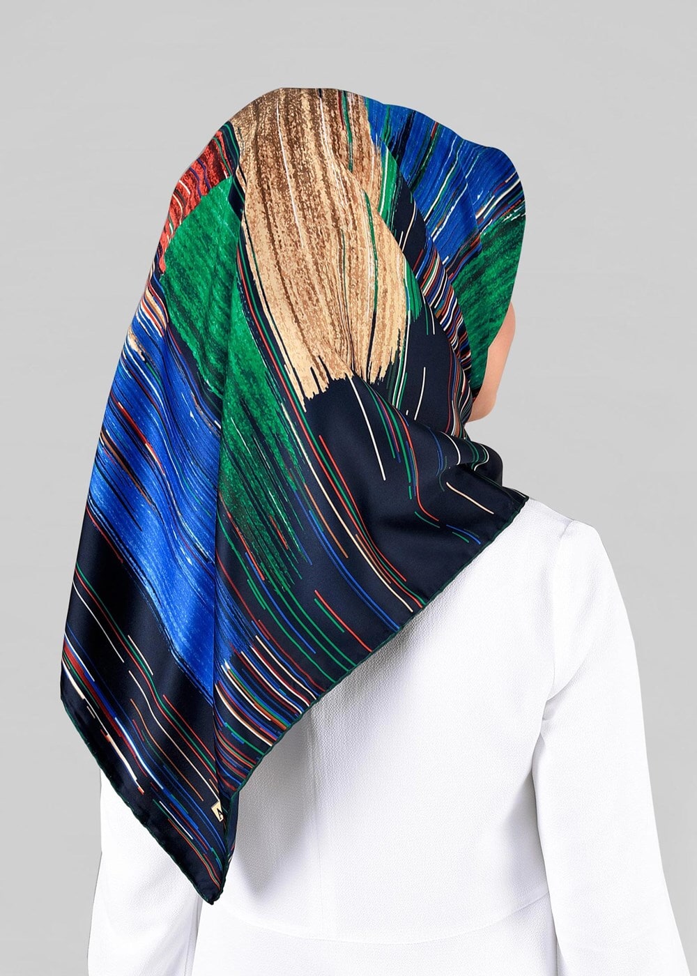 Tesettür giyim LACİVERT T 12795-01  ALVİNA DESENLİ EŞARP