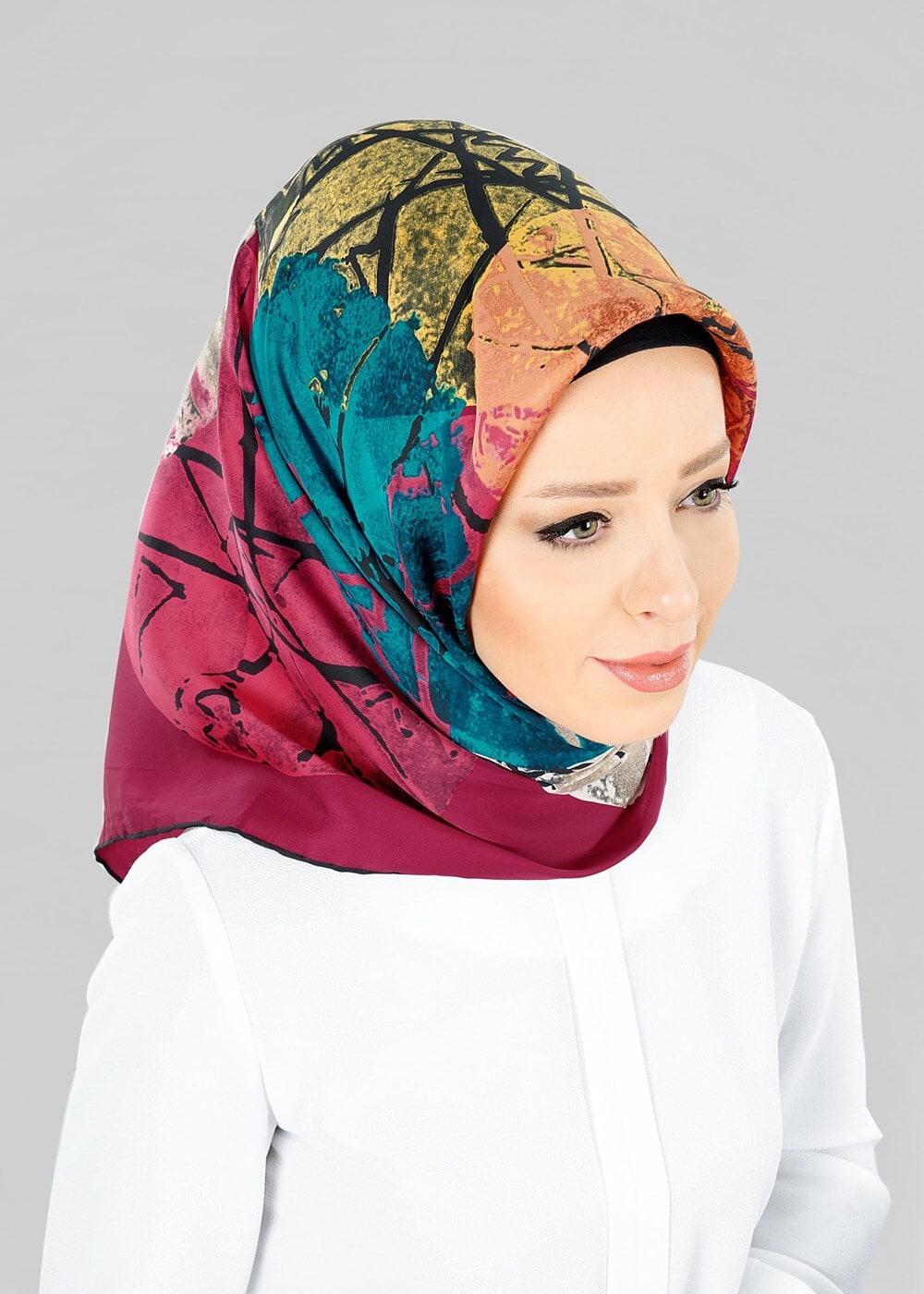 Tesettür giyim MOR T 12801-1 ALVİNA DESENLİ EŞARP