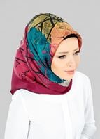 Tesettür giyim MOR T 12801-1 ALVİNA DESENLİ EŞARP