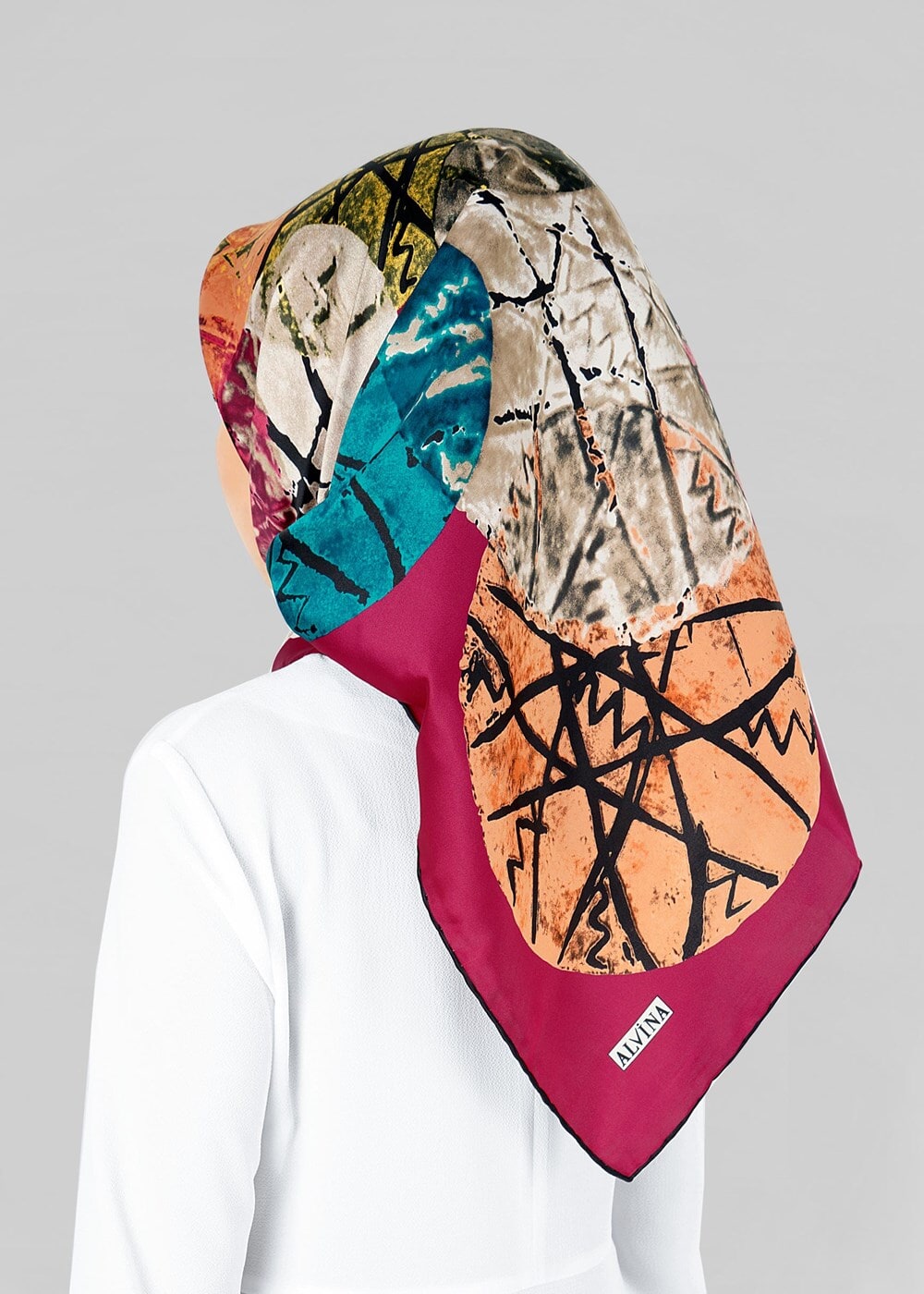 Tesettür giyim MOR T 12801-1 ALVİNA DESENLİ EŞARP