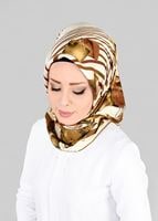 Tesettür giyim ALTIN T 12842  ALVİNA DESENLİ EŞARP