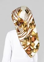 Tesettür giyim ALTIN T 12842  ALVİNA DESENLİ EŞARP