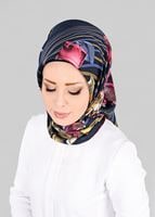 Tesettür giyim LACİVERT T 12842  ALVİNA DESENLİ EŞARP
