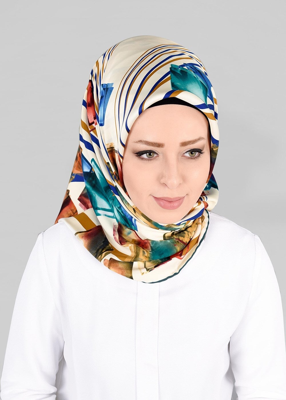 Tesettür giyim MAVİ T 12842  ALVİNA DESENLİ EŞARP