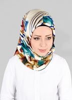 Tesettür giyim MAVİ T 12842  ALVİNA DESENLİ EŞARP