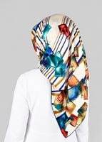 Tesettür giyim MAVİ T 12842  ALVİNA DESENLİ EŞARP