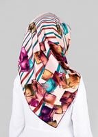 Tesettür giyim PUDRA T 12842  ALVİNA DESENLİ EŞARP