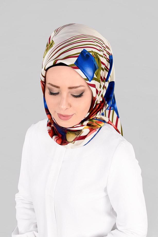 Hijab clothing NAVY BLUE T 12842  ALVİNA DESENLİ EŞARP - TRENDTESETTÜR
