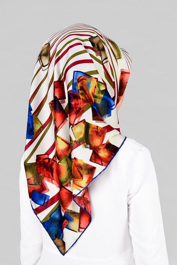 Vêtements hijab BLEU MARINE T 12842  ALVİNA DESENLİ EŞARP - TRENDTESETTÜR