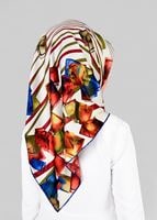 Vêtements hijab BLEU MARINE T 12842  ALVİNA DESENLİ EŞARP