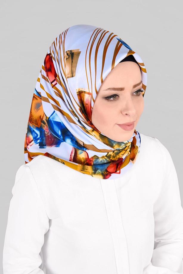 Hijab clothing BLUE T 12842  ALVİNA DESENLİ EŞARP - TRENDTESETTÜR