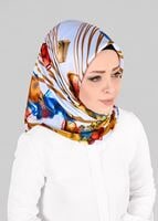 Vêtements hijab BLEU T 12842  ALVİNA DESENLİ EŞARP