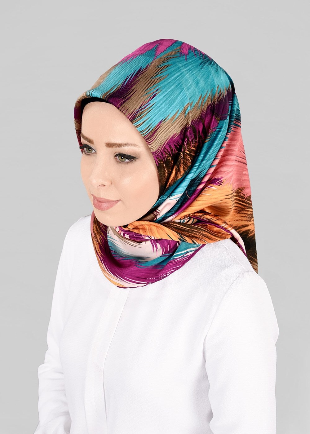 Tesettür giyim PUDRA T 12843 ALVİNA DESENLİ EŞARP