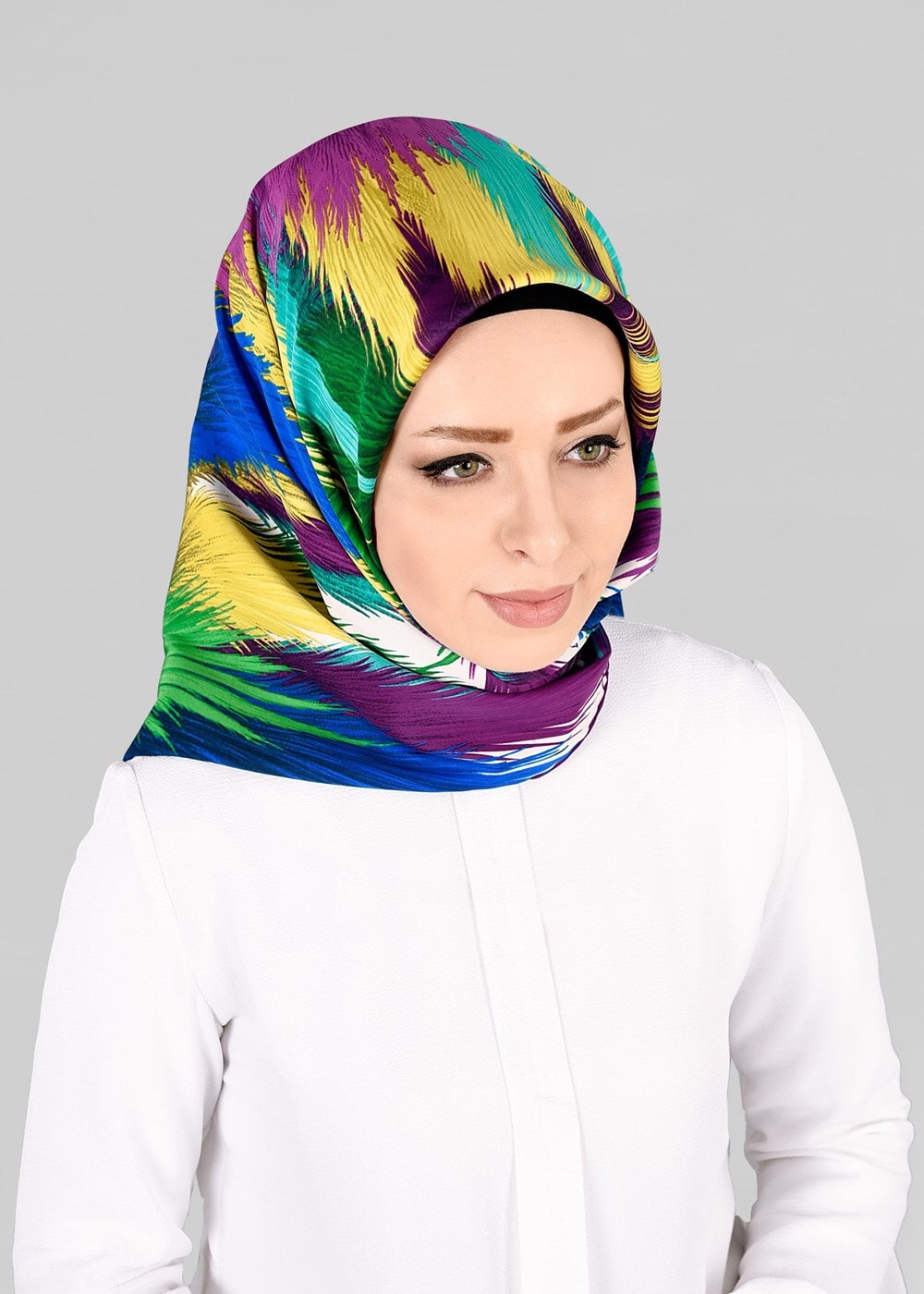 Tesettür giyim KREM T 12843 ALVİNA DESENLİ EŞARP