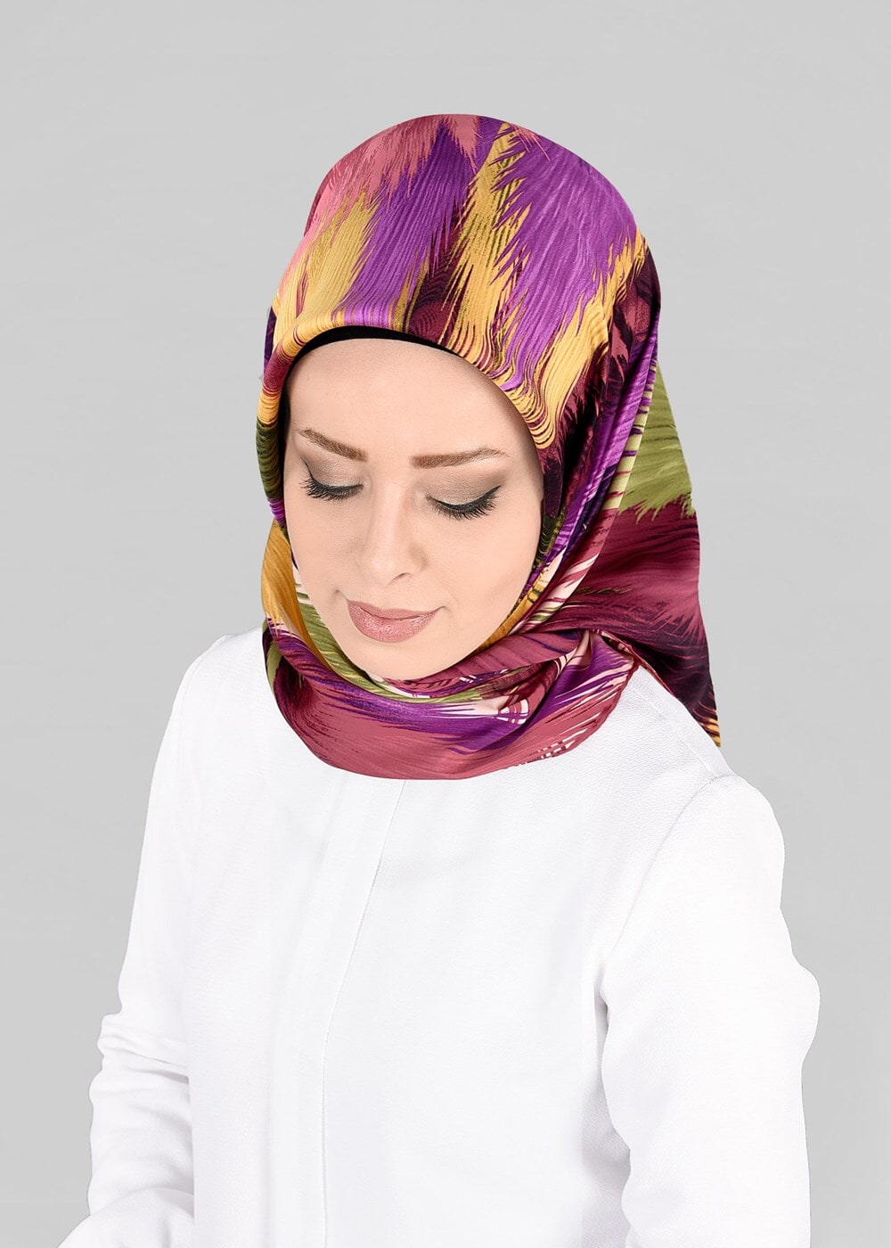 Tesettür giyim PUDRA T 12843 ALVİNA DESENLİ EŞARP