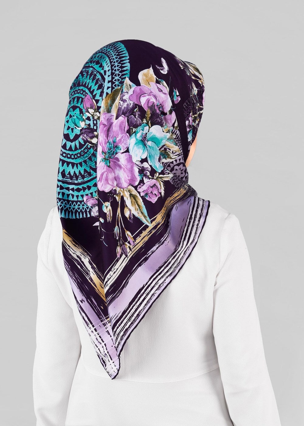 Vêtements hijab POURPRE T 12844 ALVİNA DESENLİ EŞARP