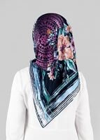 Tesettür giyim LACİVERT T 12844 ALVİNA DESENLİ EŞARP