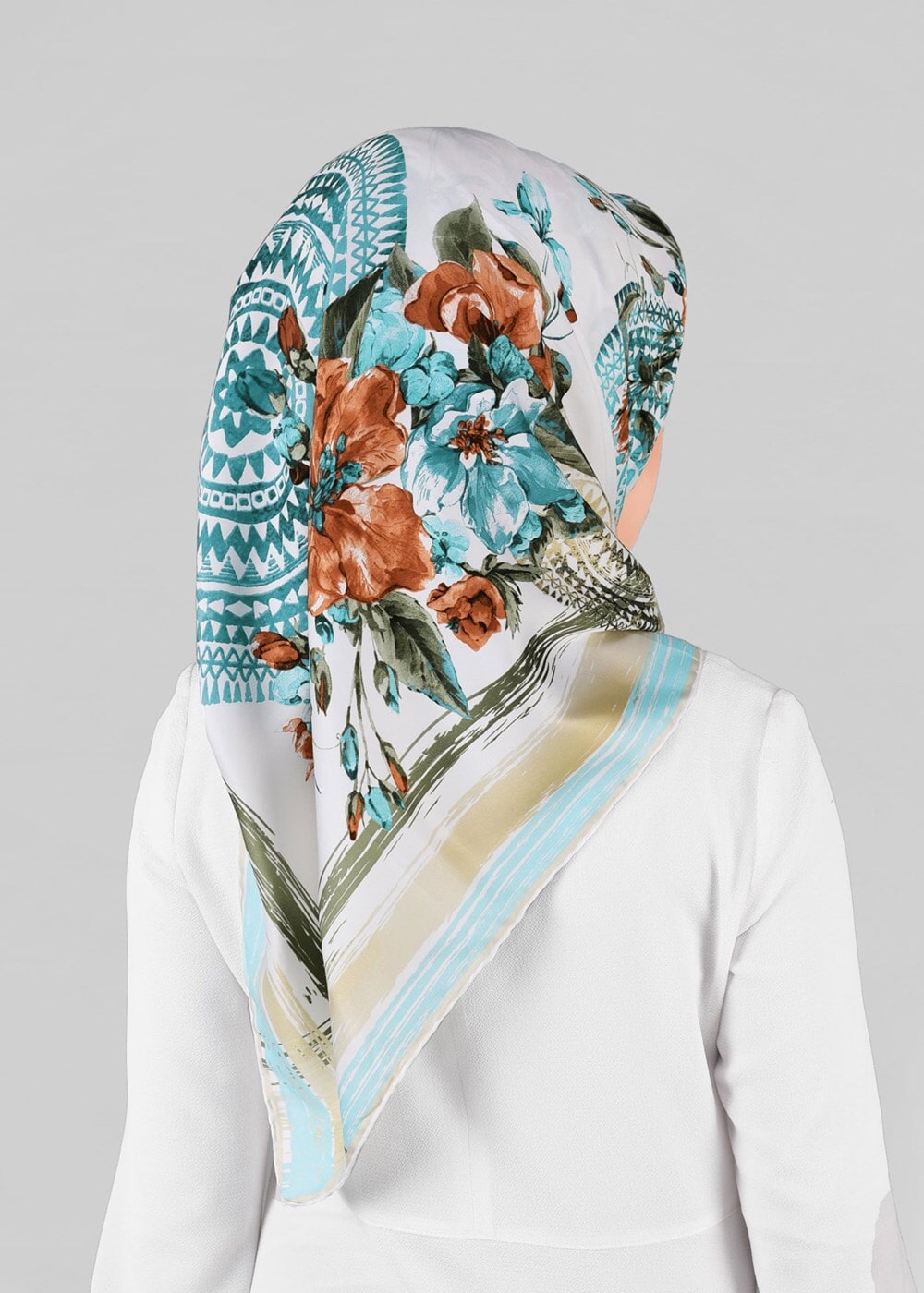 Tesettür giyim KREM T 12844 ALVİNA DESENLİ EŞARP