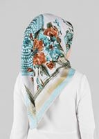 Tesettür giyim KREM T 12844 ALVİNA DESENLİ EŞARP