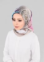 Tesettür giyim KREM T 12844 ALVİNA DESENLİ EŞARP