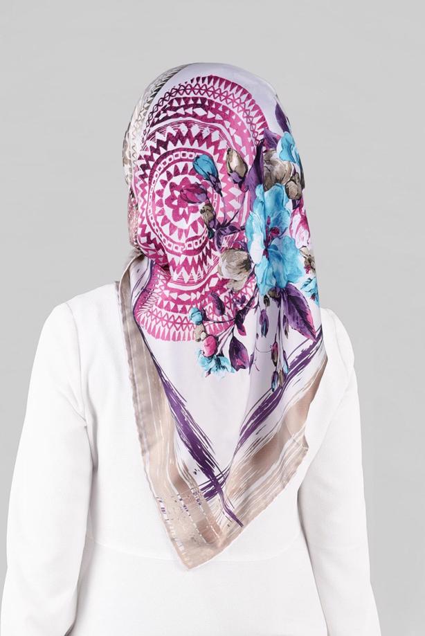 Hijab clothing CREAM T 12844 ALVİNA DESENLİ EŞARP - TRENDTESETTÜR