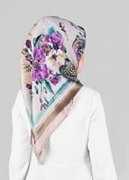 Tesettür giyim KREM T 12844 ALVİNA DESENLİ EŞARP