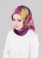 Tesettür giyim FUŞYA T 12845 ALVİNA DESENLİ EŞARP