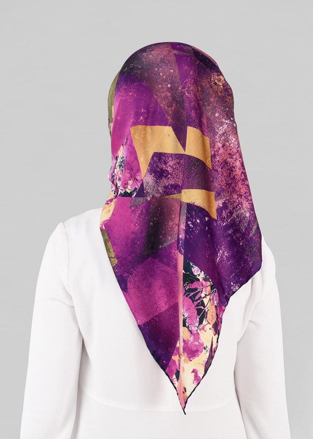 Tesettür giyim FUŞYA T 12845 ALVİNA DESENLİ EŞARP