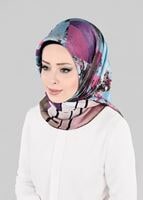 Tesettür giyim KAHVE T 12845 ALVİNA DESENLİ EŞARP