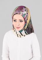 Tesettür giyim PUDRA T 12845 ALVİNA DESENLİ EŞARP
