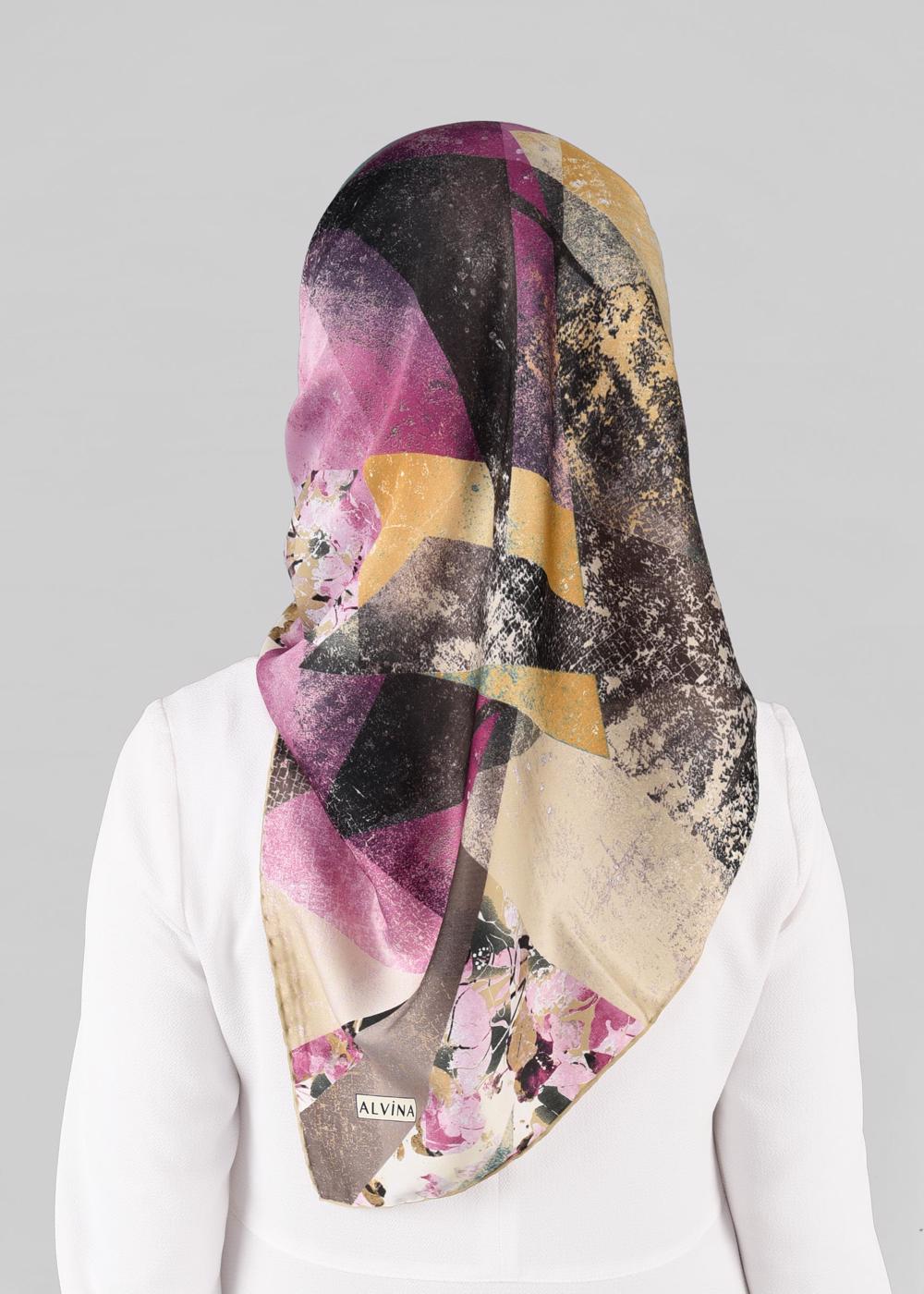 Tesettür giyim PUDRA T 12845 ALVİNA DESENLİ EŞARP