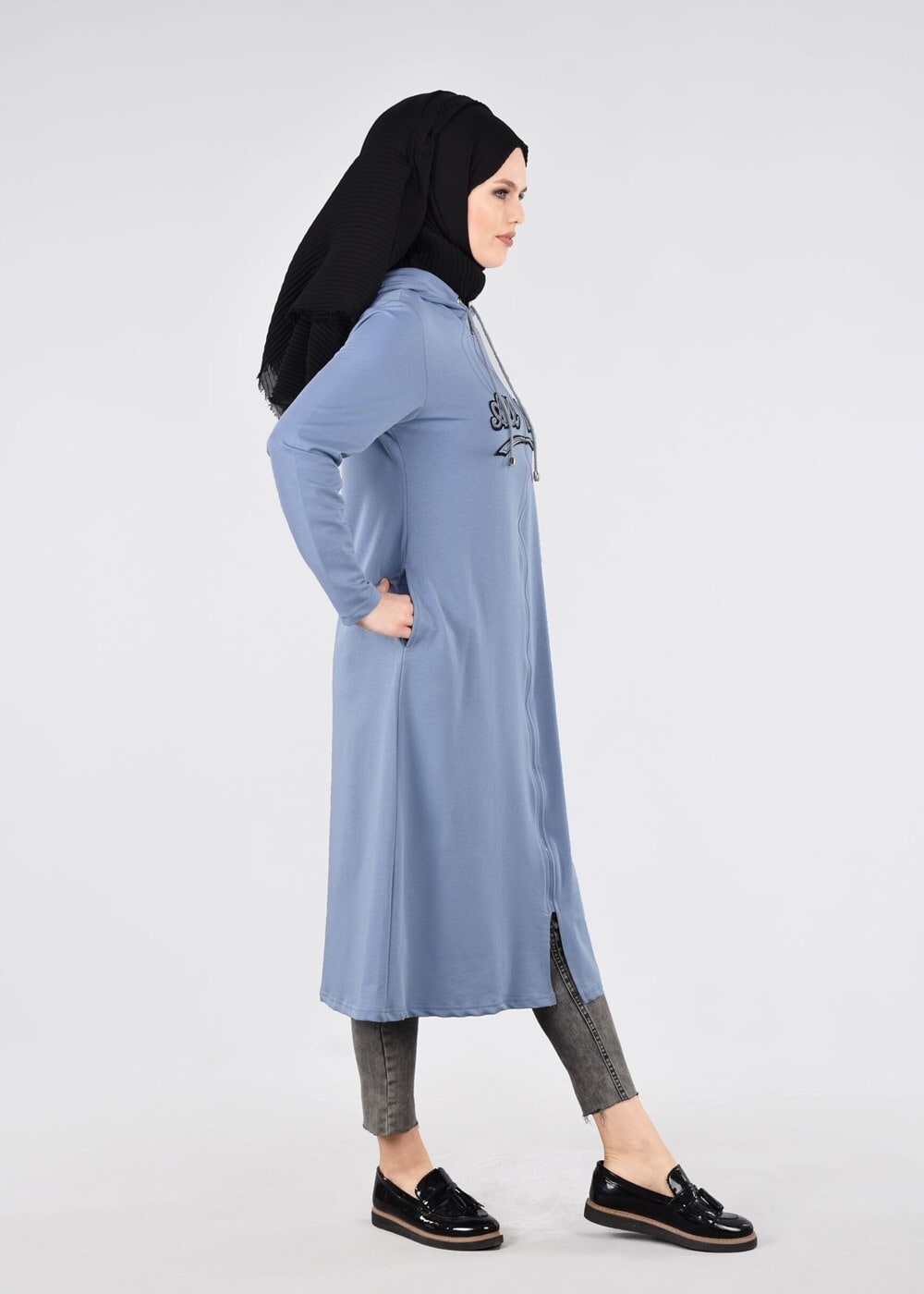 Vêtements hijab BLEU T 89905 Allday- Tesettür Penye Hırka