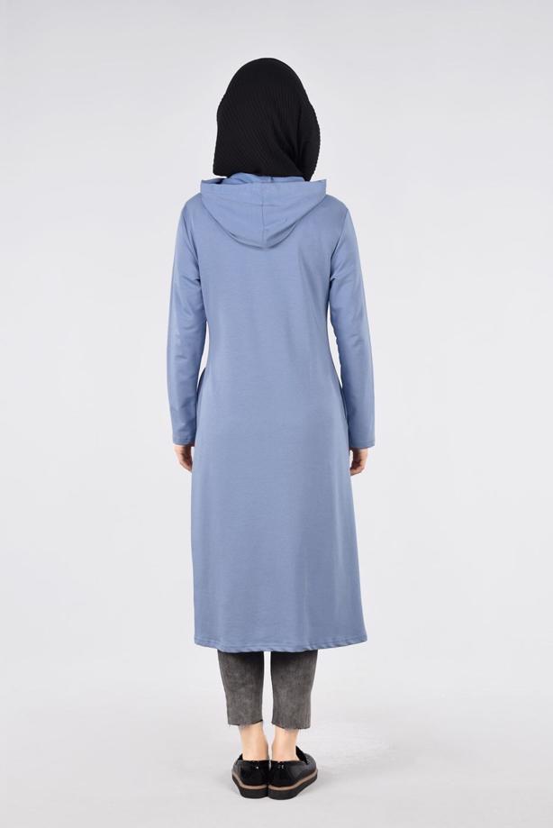 Vêtements hijab BLEU T 89905 Allday- Tesettür Penye Hırka - TRENDTESETTÜR