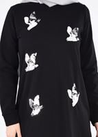 Tesettür giyim SİYAH T 2531 Kuş Payetli 2&prime;li Spor Tesettür Takım- Bwest