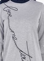 Tesettür giyim GRİ T 6431 İnci Detaylı 2&prime;li Tesettür Spor Takım- Bwest