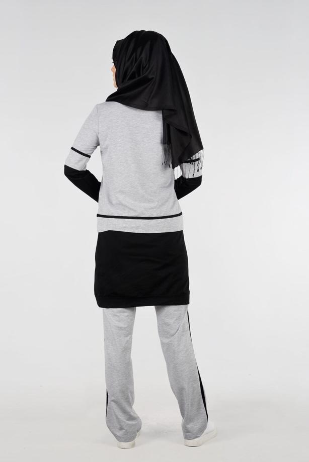 Vêtements hijab  T 8431 Çiçek Baskılı 2′li Eşofman Taıkım-Bwest - TRENDTESETTÜR