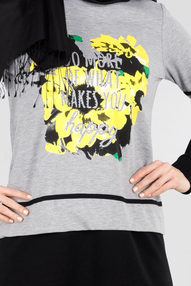 Vêtements hijab  T 8431 Çiçek Baskılı 2′li Eşofman Taıkım-Bwest - TRENDTESETTÜR