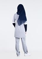 Tesettür giyim GRİ T 9931 Bwest- Baskı Detaylı 2&prime;li Esofman Takım