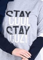 Tesettür giyim GRİ T 9931 Bwest- Baskı Detaylı 2&prime;li Esofman Takım