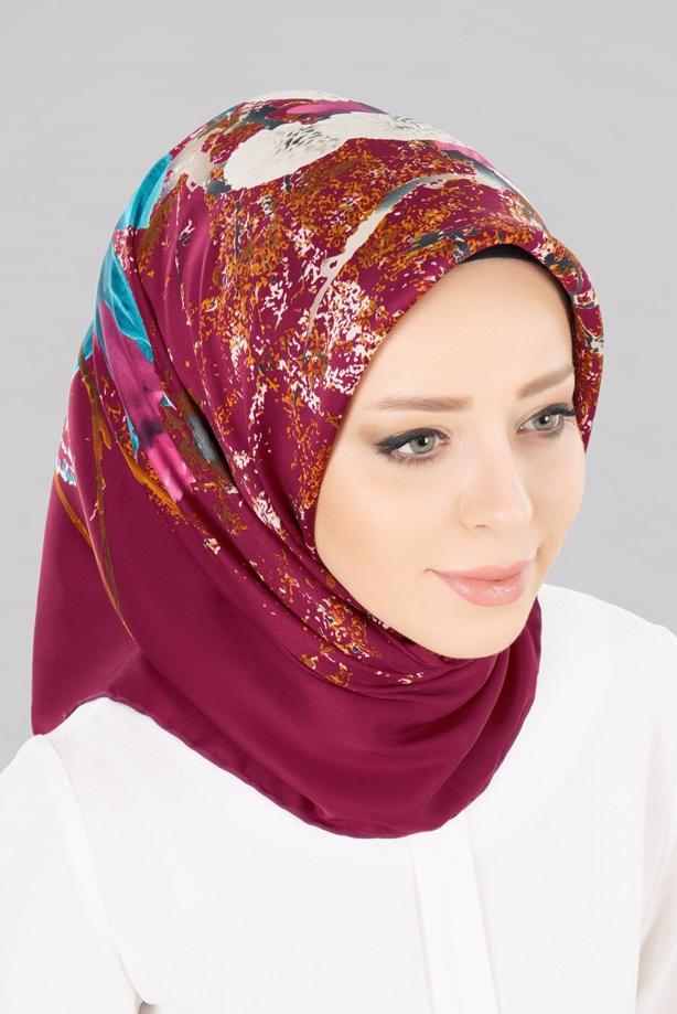 Hijab clothing PURPLE T 12779 ALVİNA DESENLİ EŞARP - TRENDTESETTÜR