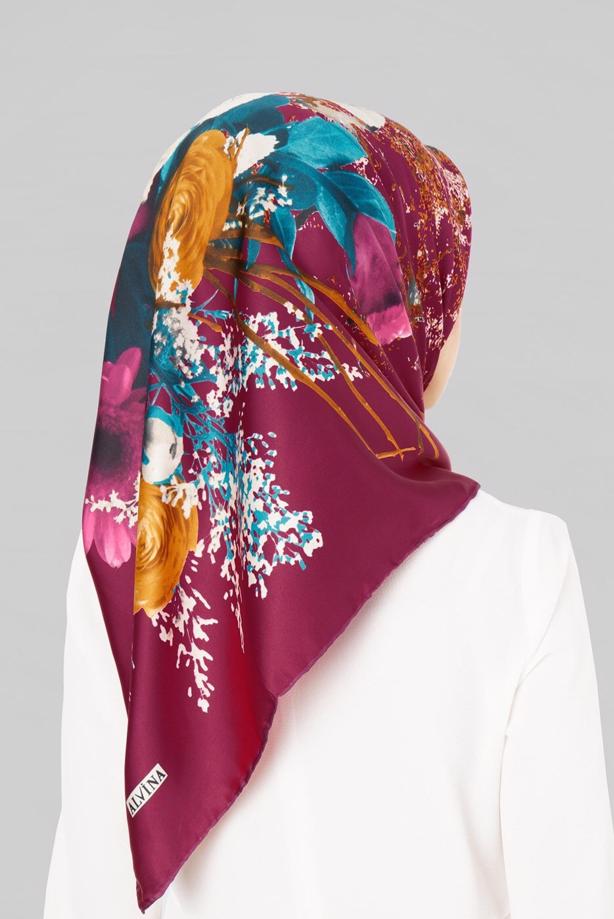 Hijab clothing PURPLE T 12779 ALVİNA DESENLİ EŞARP - TRENDTESETTÜR