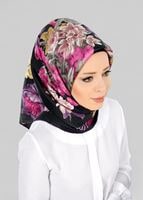Tesettür giyim SİYAH T 12800-1 ALVİNA DESENLİ EŞARP