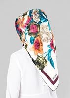 Tesettür giyim KREM T 12800-1 ALVİNA DESENLİ EŞARP