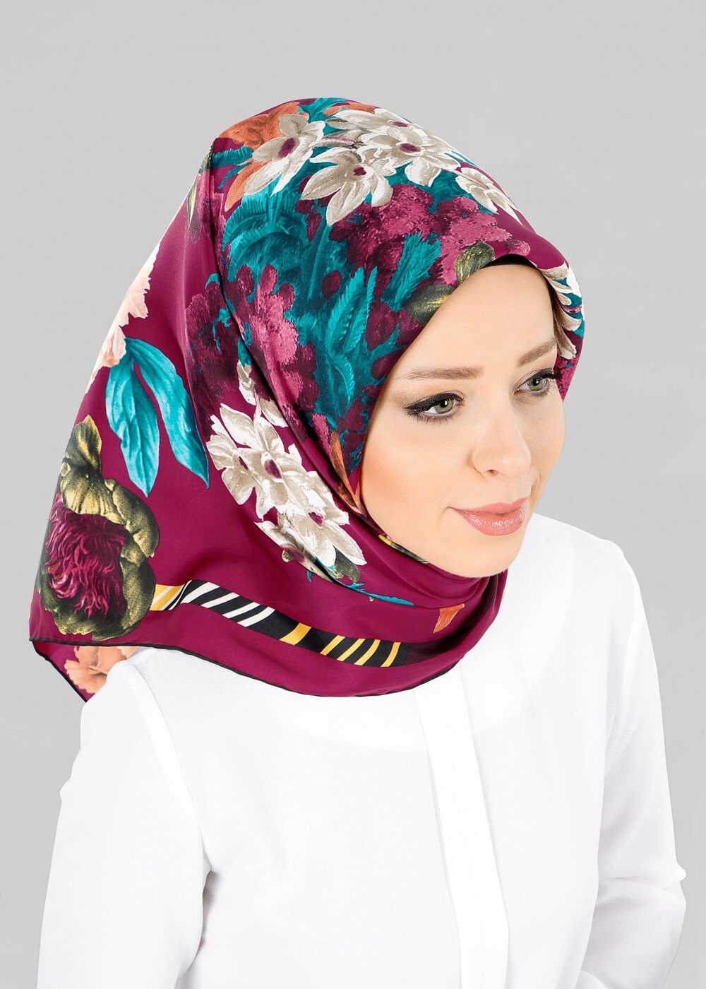 Tesettür giyim MOR T 12800-1 ALVİNA DESENLİ EŞARP