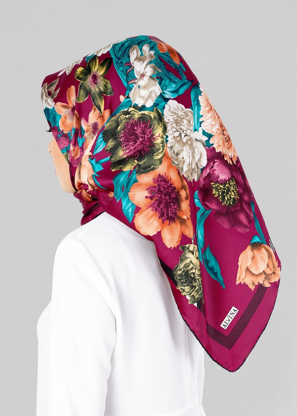 Tesettür giyim MOR T 12800-1 ALVİNA DESENLİ EŞARP