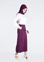 Tesettür giyim MÜRDÜM T 074 Kemer Detaylı Dar Kesim Etek-İşler Collection