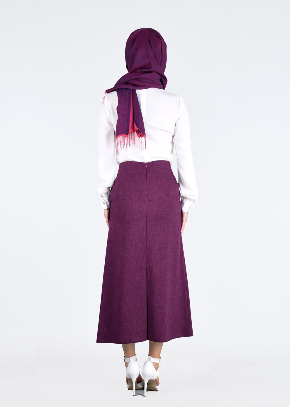 Tesettür giyim MÜRDÜM T 074 Kemer Detaylı Dar Kesim Etek-İşler Collection